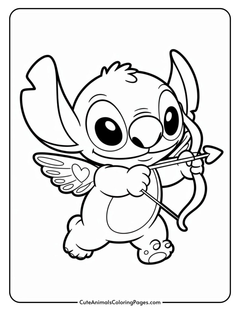 A cartoon creature with big ears and wings, holding a bow and arrow like Cupid.