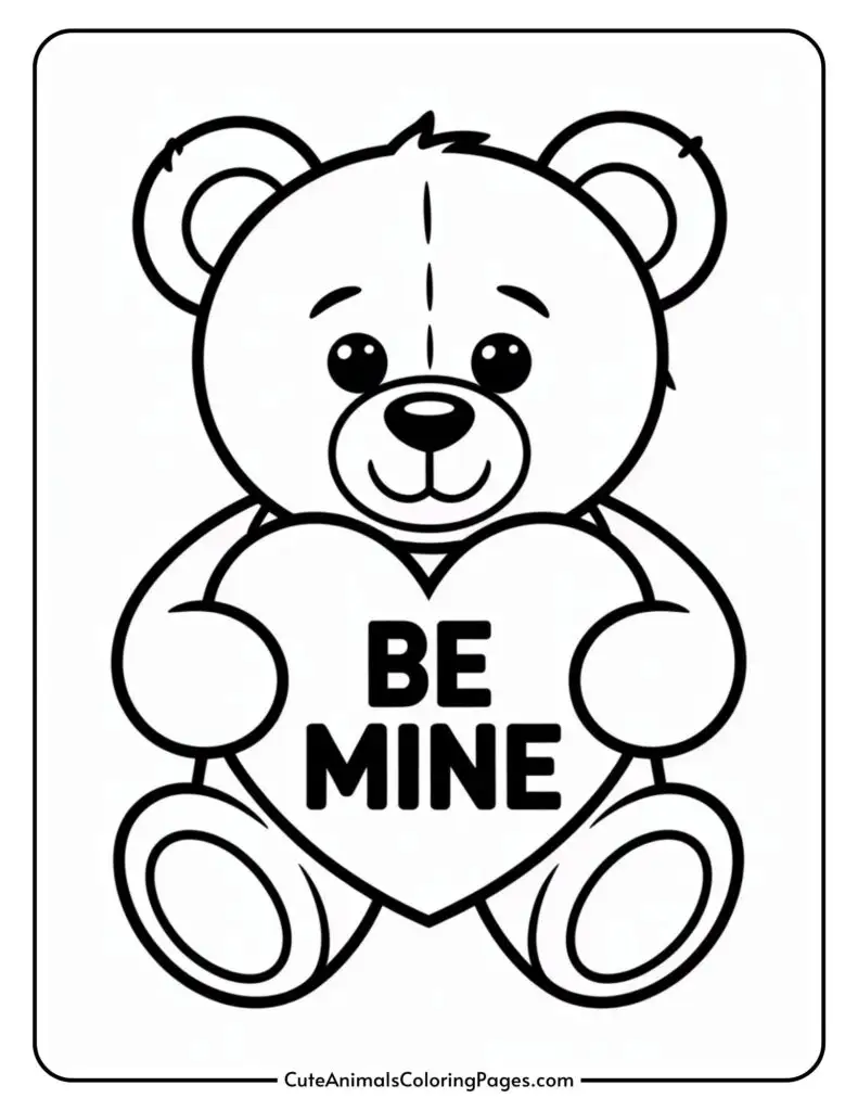 A teddy bear with a heart on the throne