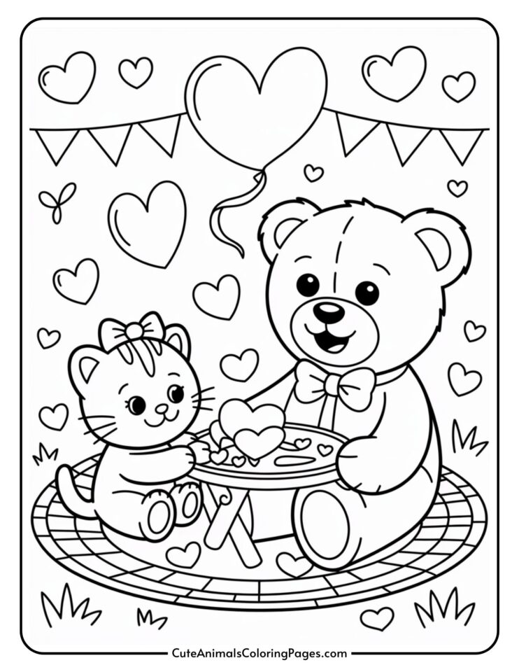 Teddy Bear Valentine Coloring Pages (16 Pages To Color) - Cute Animals ...