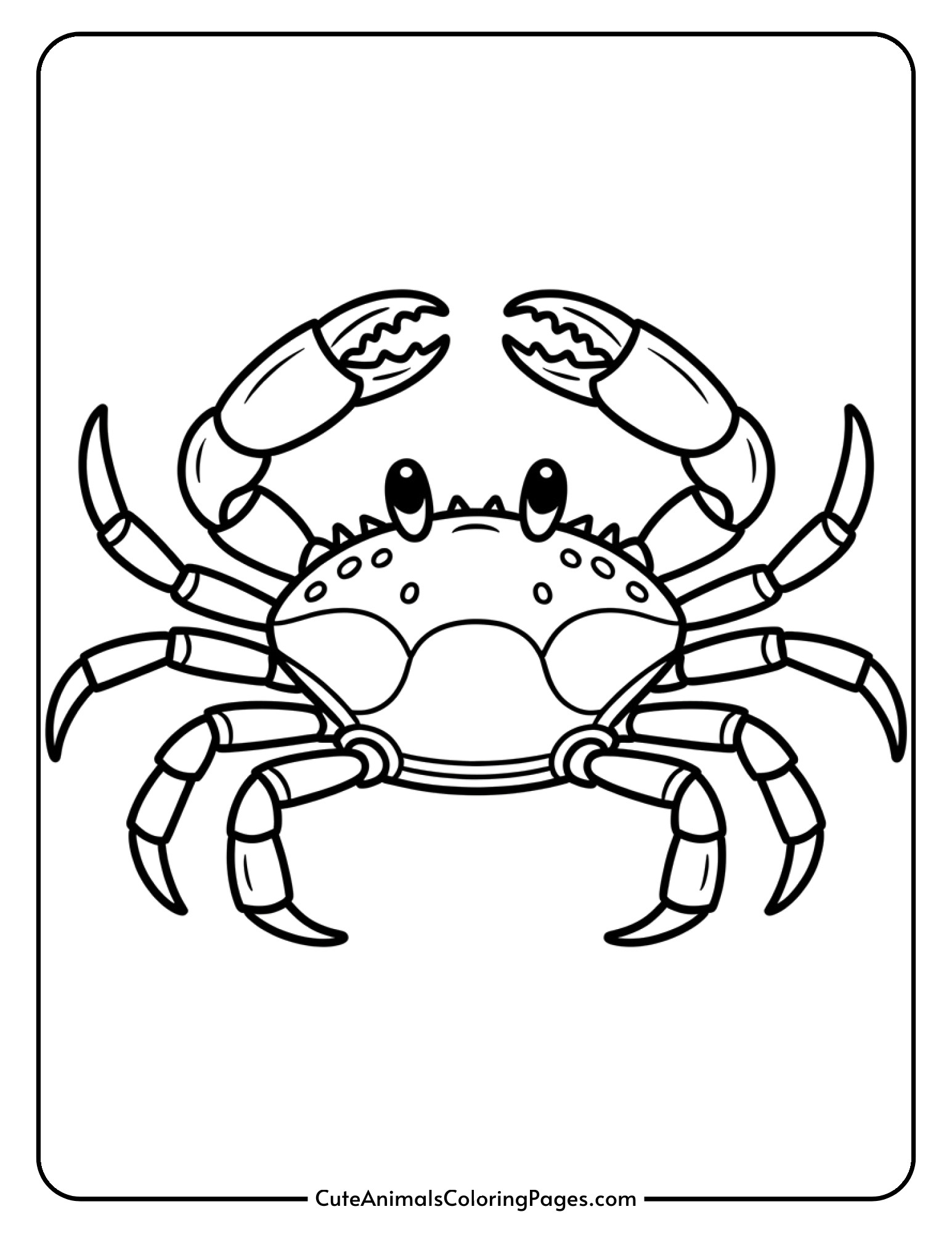 A detailed realistic crab showing textured shell segments and eight legs.