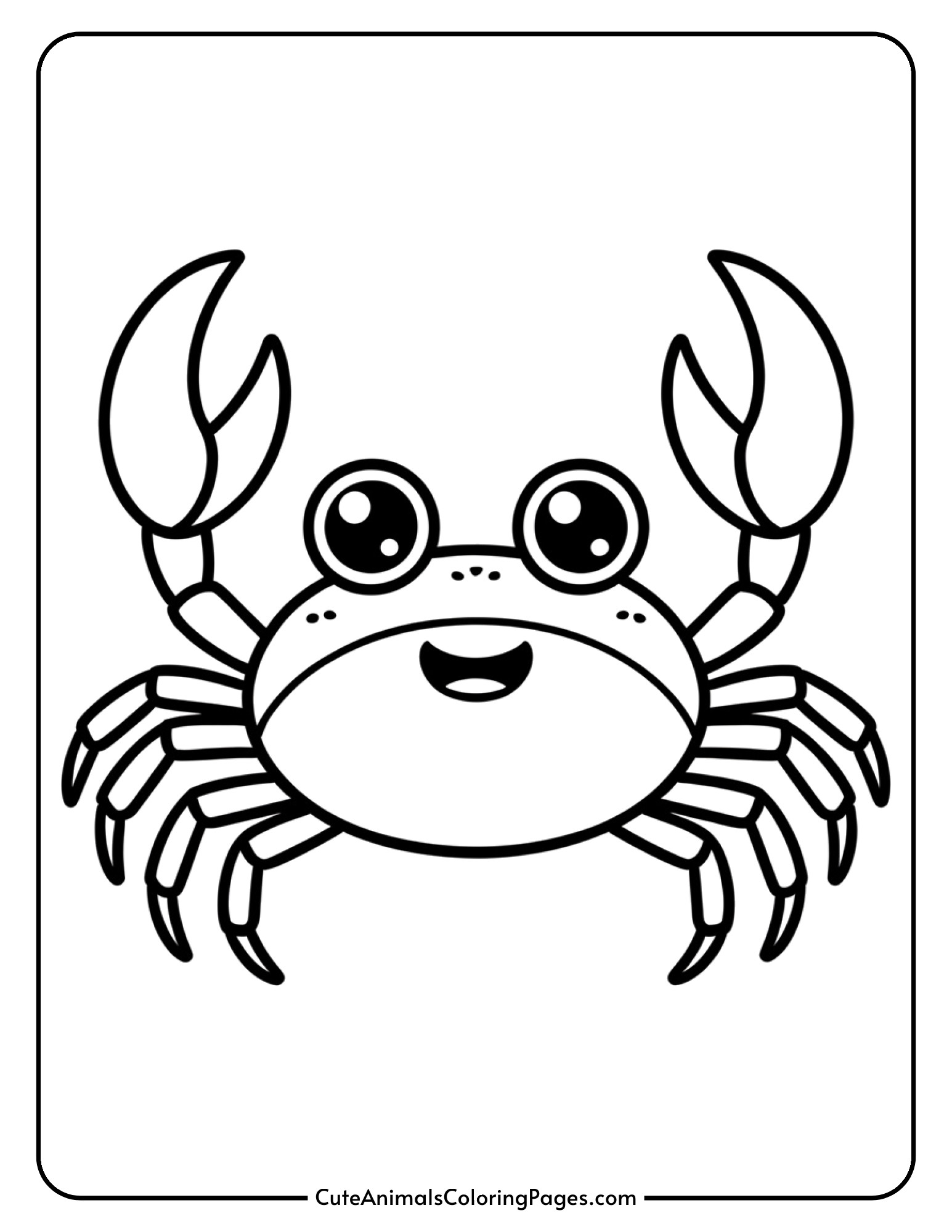 A small baby crab with large innocent eyes and little claws.