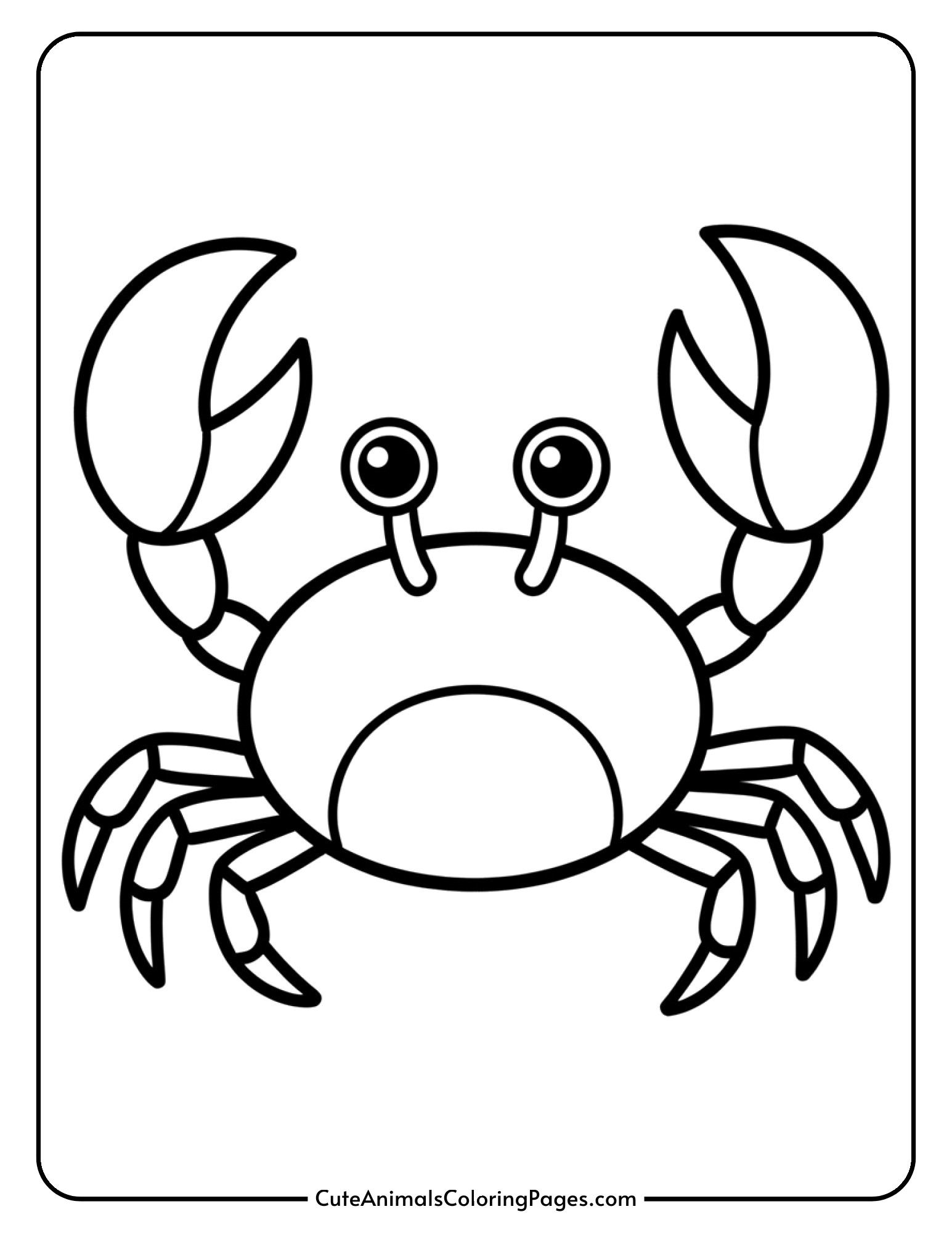 A crab with large claws and eyes on stalks positioned in a sideways walking pose.