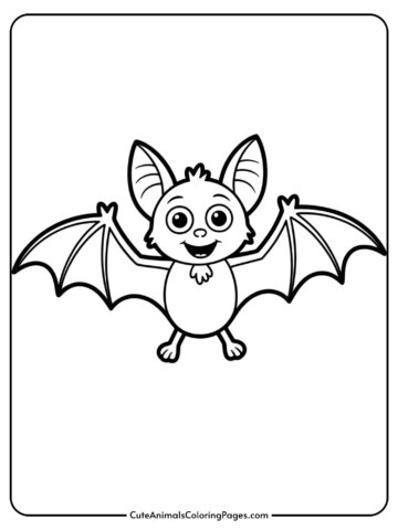 A friendly cartoon bat with large eyes and spread wings smiles at the viewer.