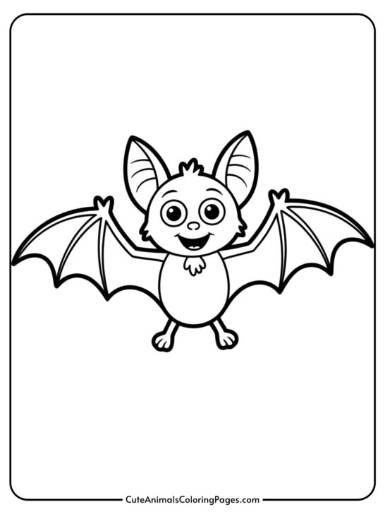 A friendly cartoon bat with large eyes and spread wings smiles at the viewer.