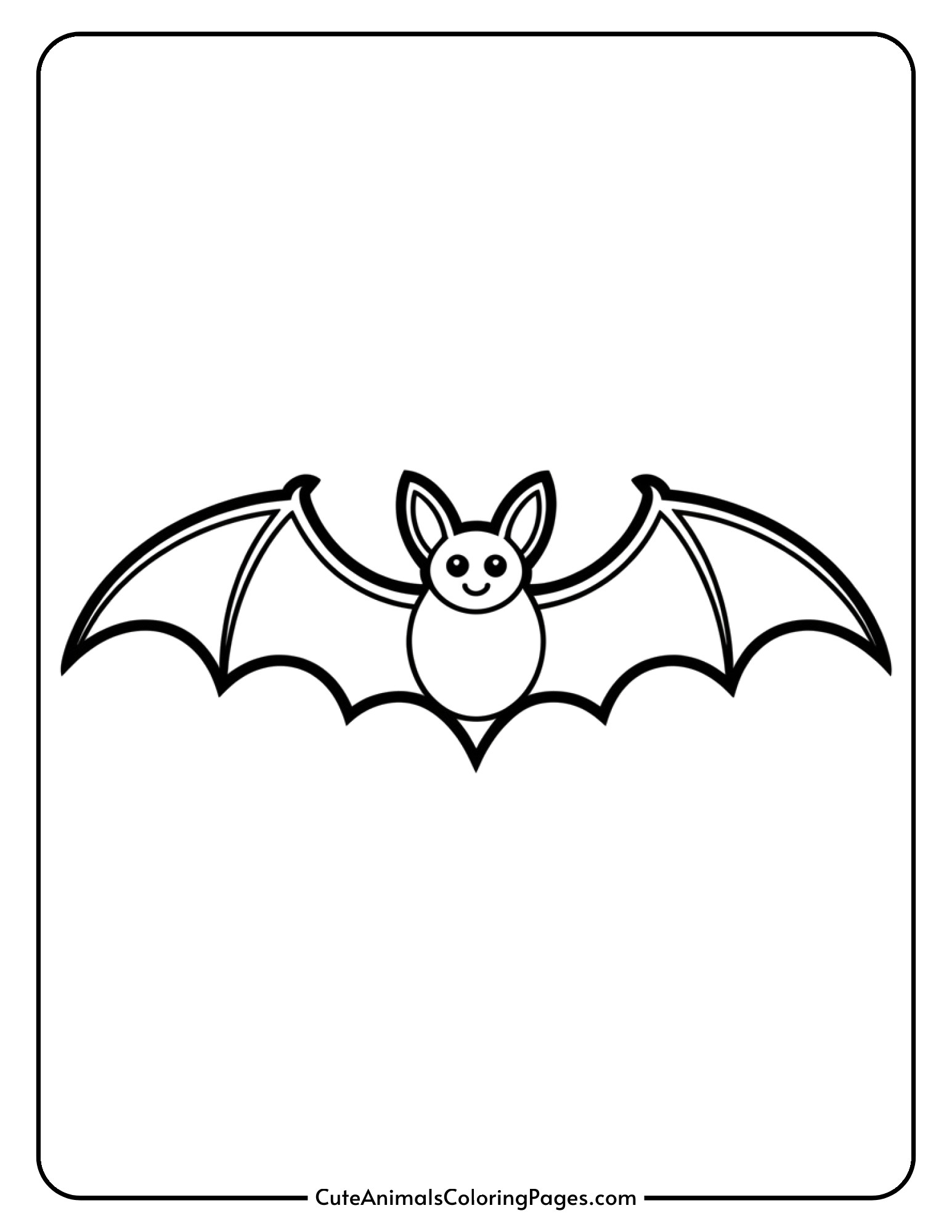 A simple bat outline features basic wing shapes and a round body perfect for young children.