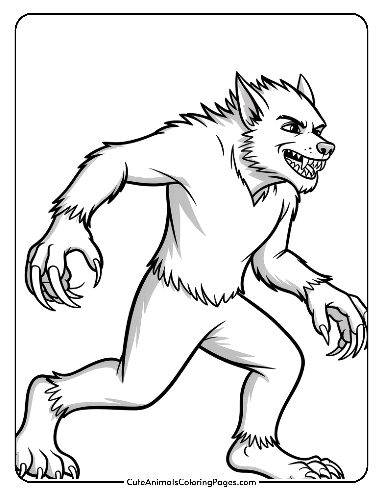 A person is shown mid-transformation into a werewolf with growing claws and emerging fur.