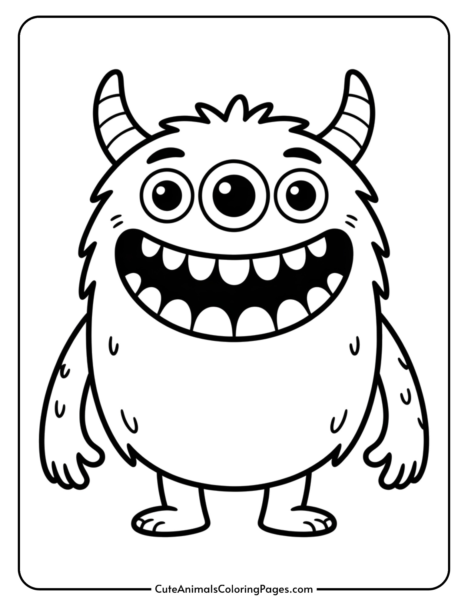 A cheerful monster displaying a huge toothy smile with a round body.