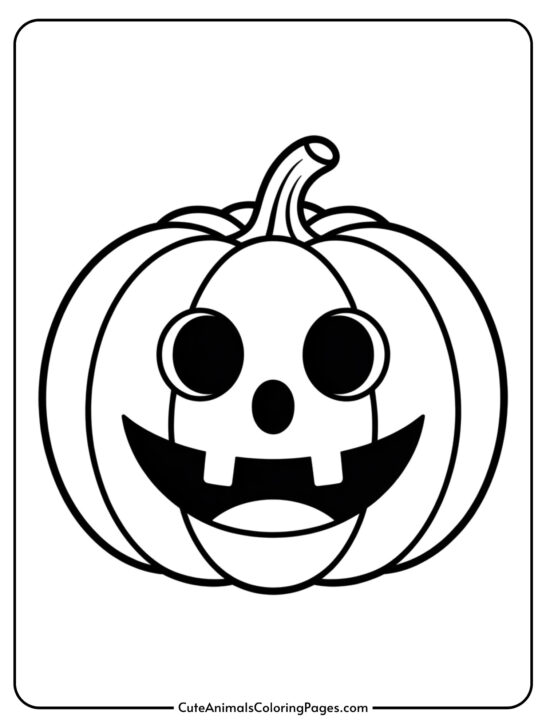 A large pumpkin with a cheerful smiling face perfect for toddler coloring.