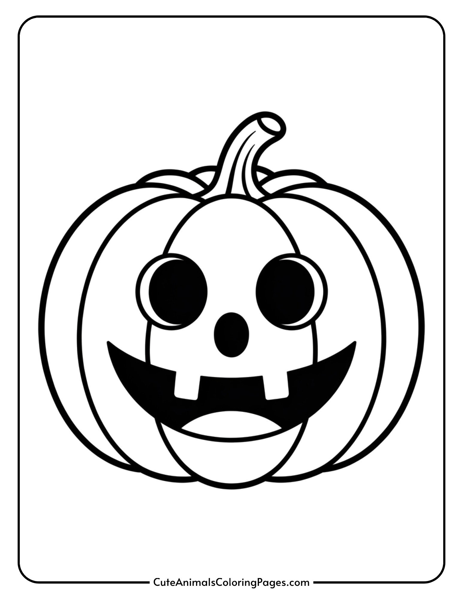 A large pumpkin with a cheerful smiling face perfect for toddler coloring.