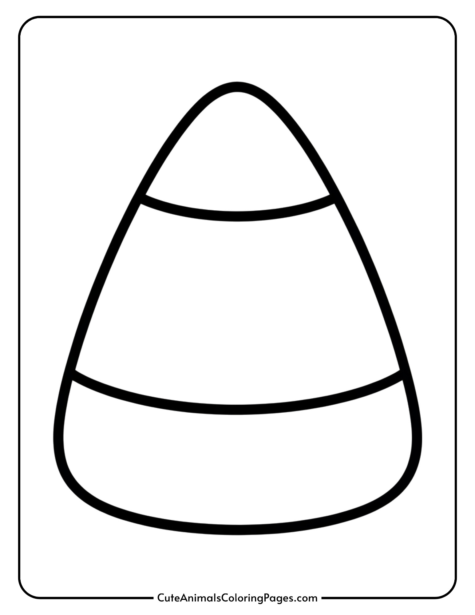 A large candy corn with three clear sections and simple outlines perfect for toddlers.